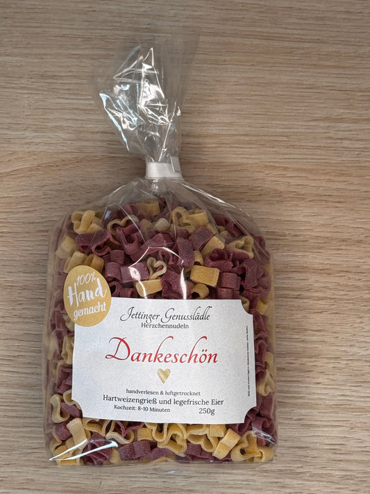 Herzchen Nudeln Bunt   "Dankeschön"